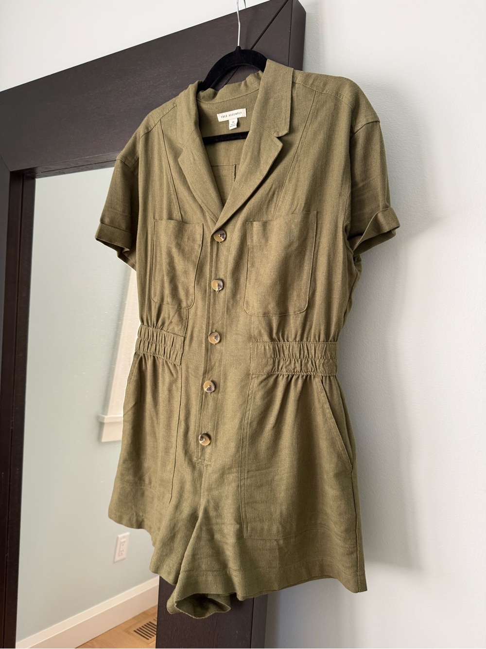 Olive Utility Short-Sleeve Romper